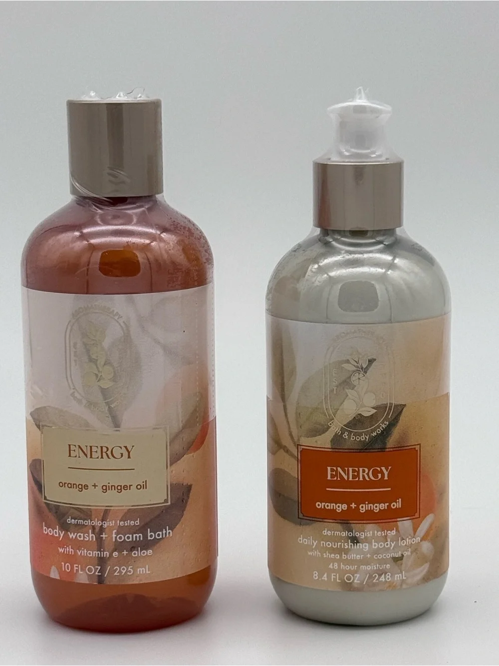 Bath and Body Works Aromatherapy Energy Orange + Ginger Oil Body Wash Lotion NWT